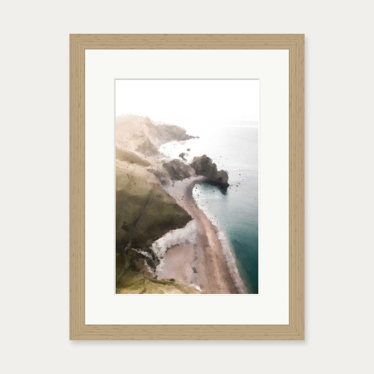 The Beach Art Print — 30 x 40 cm — Oak Frame