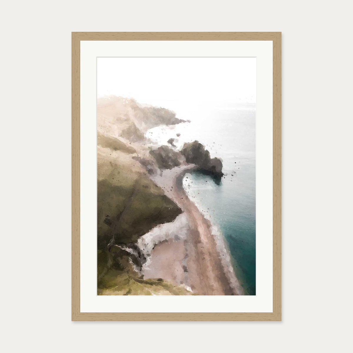 The Beach Art Print — 50 x 70 cm — Oak Frame