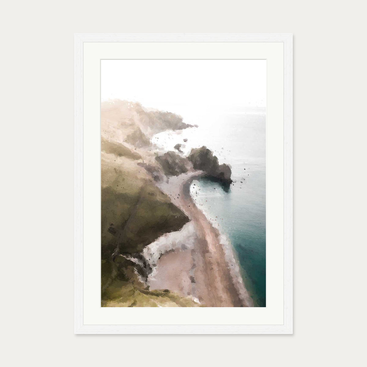 The Beach Art Print — 50 x 70 cm — White Frame