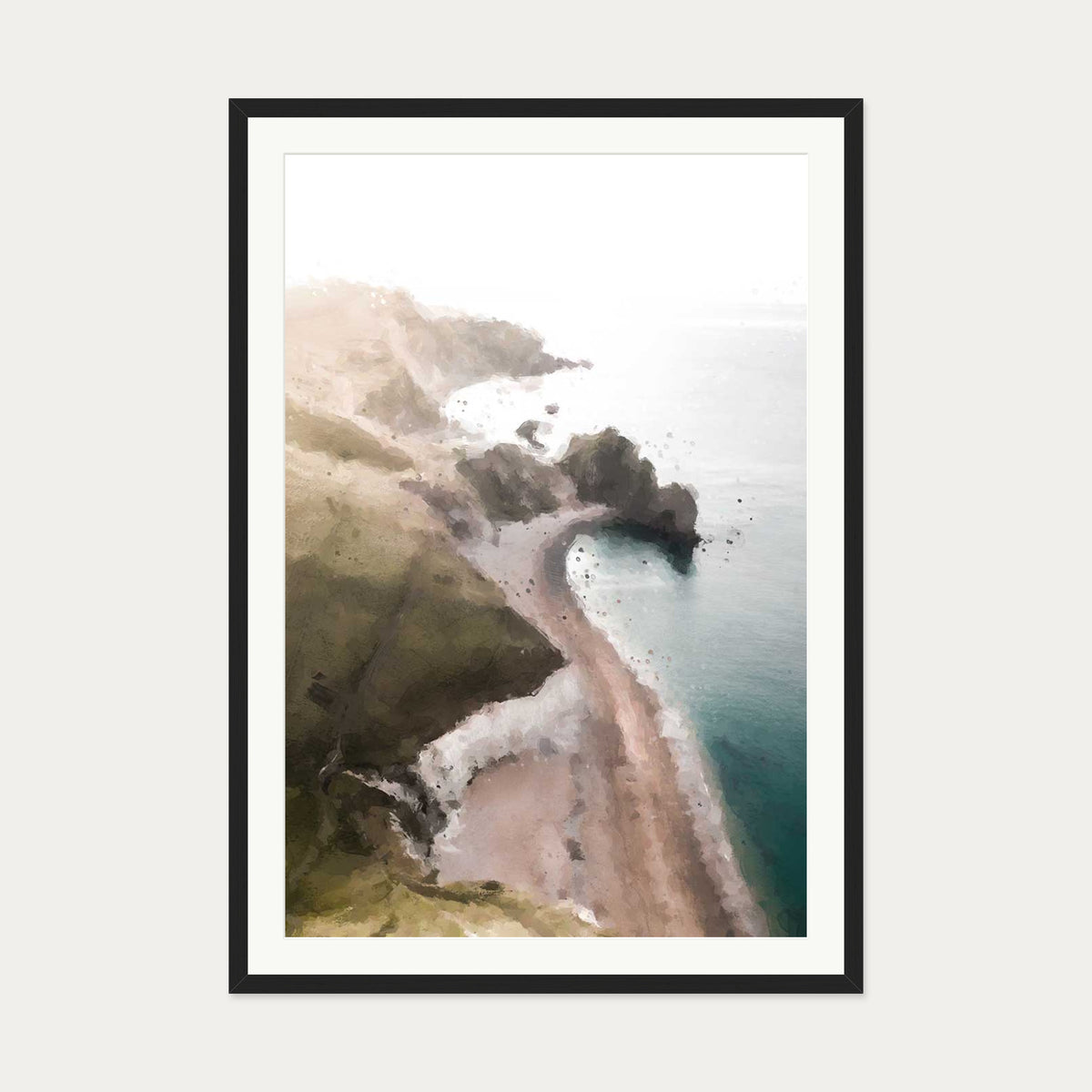 The Beach Art Print — 70 x 100 cm — Black Frame