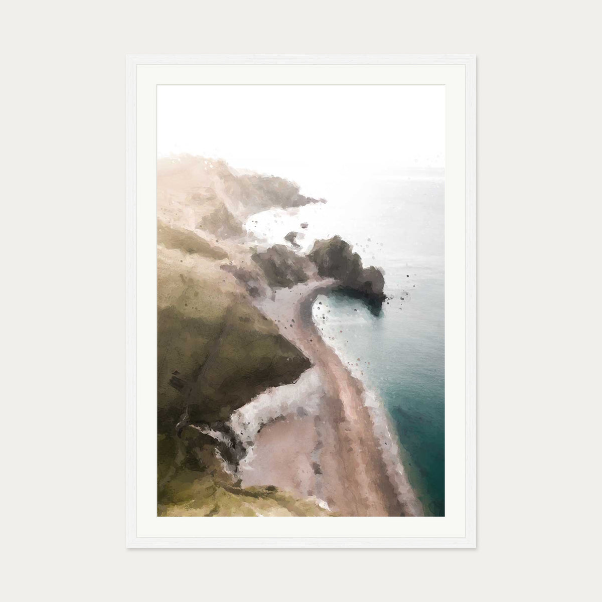 The Beach Art Print — 70 x 100 cm — White Frame