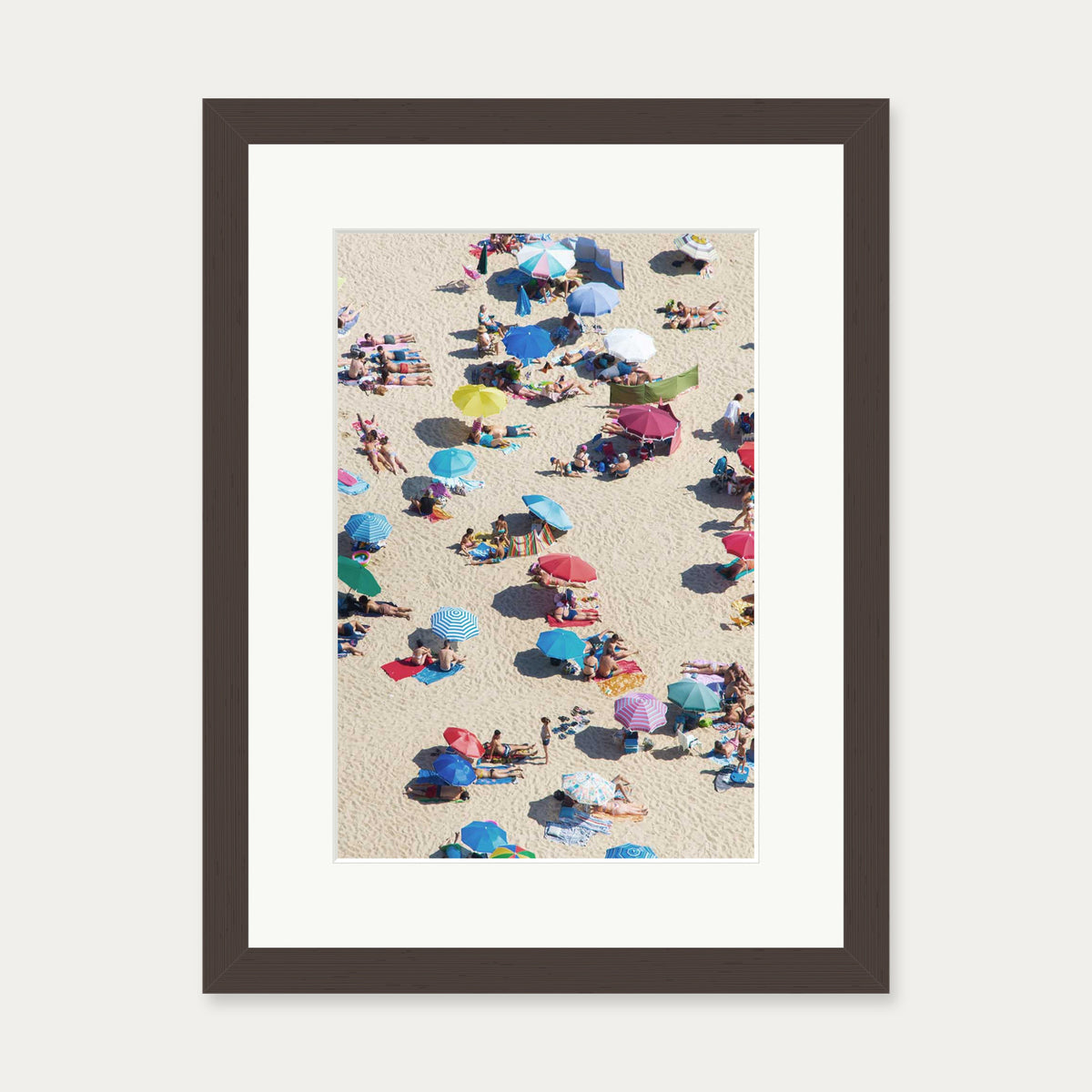 Beach Umbrella Wall Art Print — 30 x 40 cm — Brown Frame
