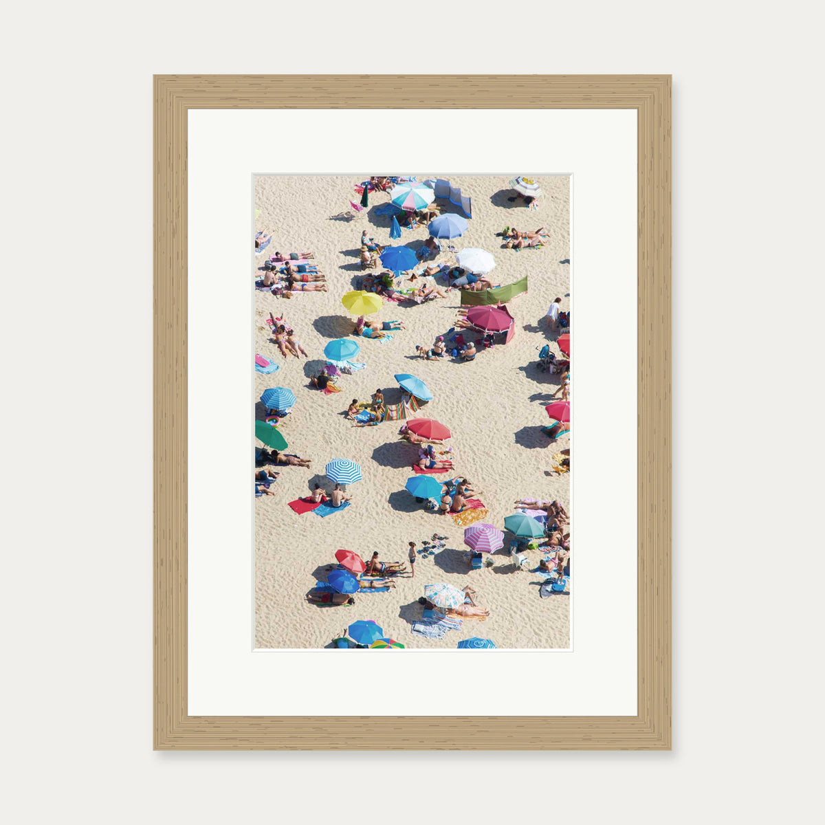 Beach Umbrella Wall Art Print — 30 x 40 cm — Oak Frame