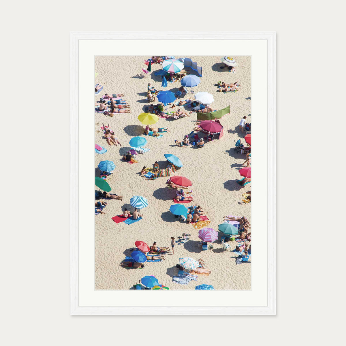 Beach Umbrella Wall Art Print — 50 x 70 cm — White Frame