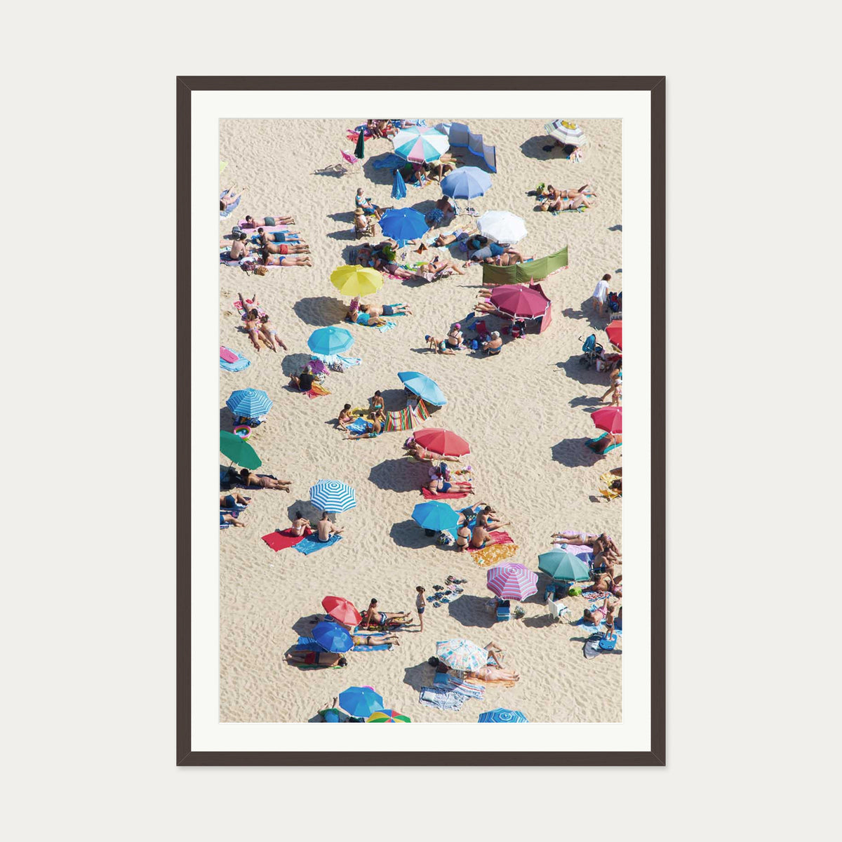 Beach Umbrella Wall Art Print — 70 x 100 cm — Brown Frame