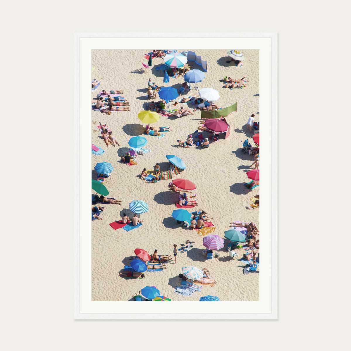 Beach Umbrella Wall Art Print — 70 x 100 cm — White Frame