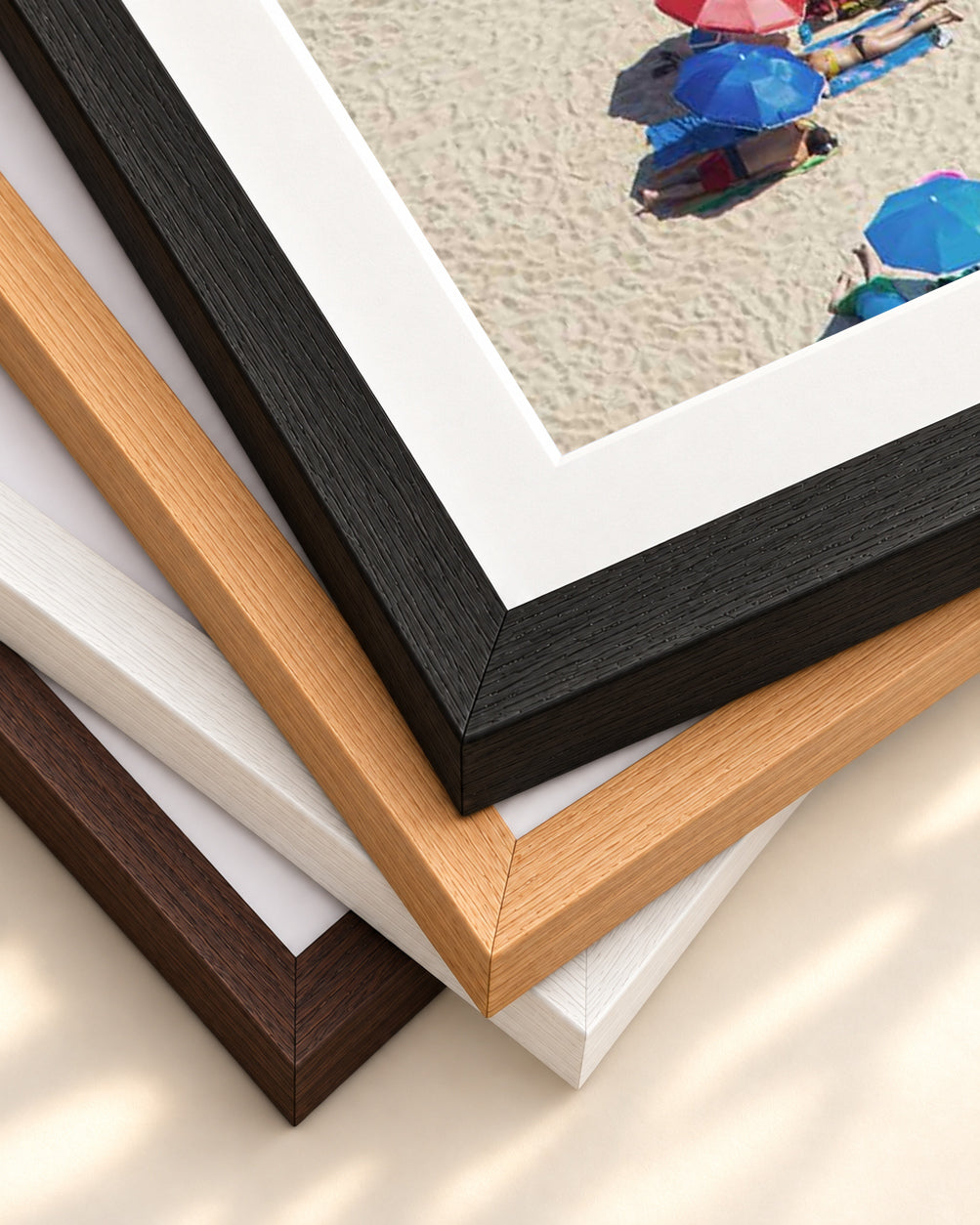 Beach Umbrella Wall Art Print — framed print corner with 5 cm mount and bevel