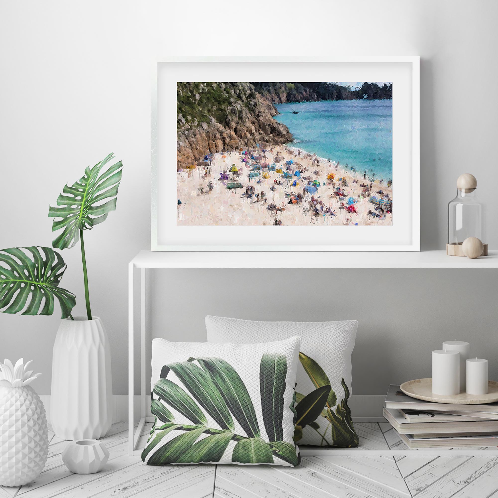 Sandy Beach Impressionist Framed Art