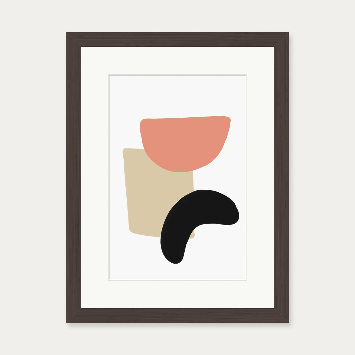Bean And Shapes Art Print — 30 x 40 cm — Brown Frame