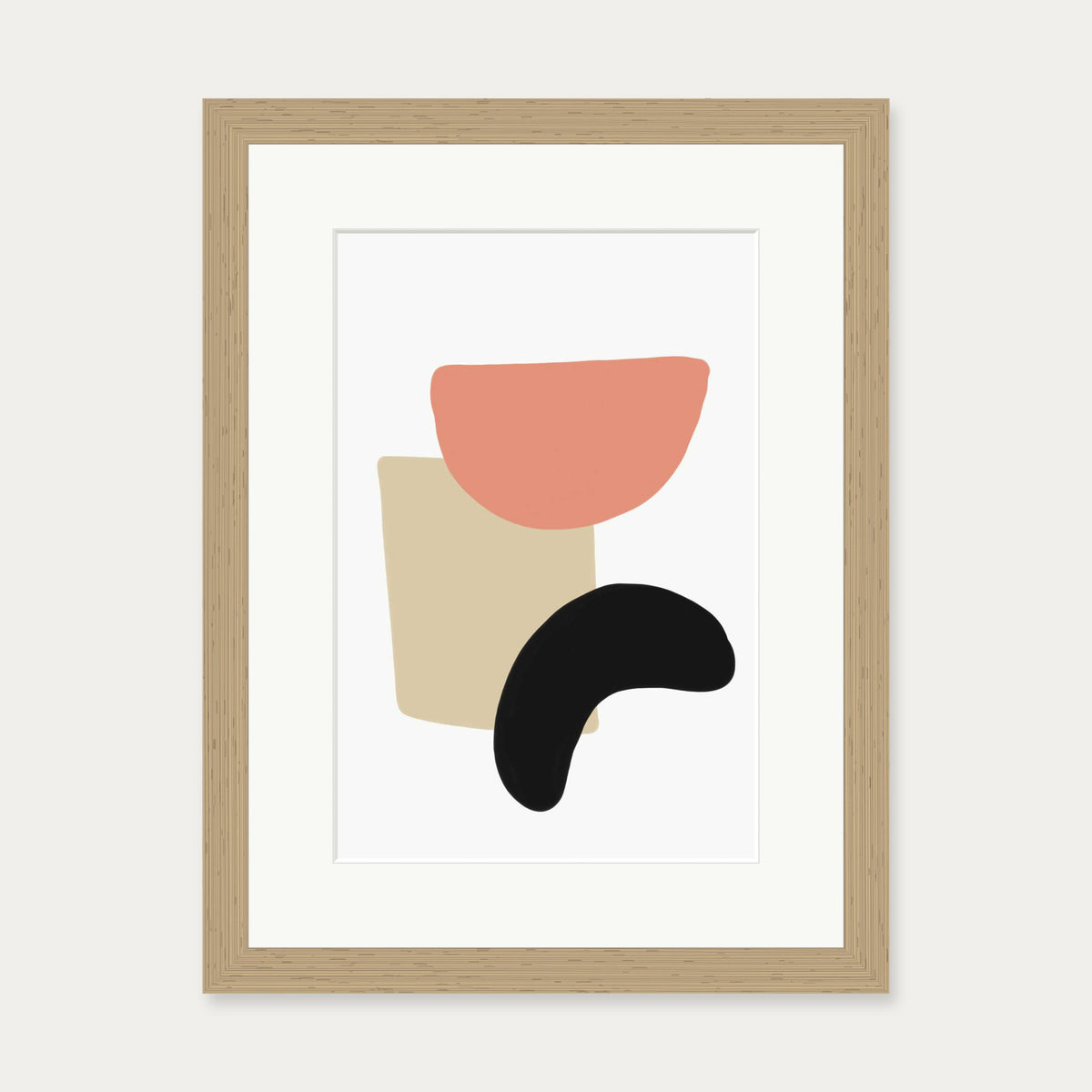 Bean And Shapes Art Print — 30 x 40 cm — Oak Frame