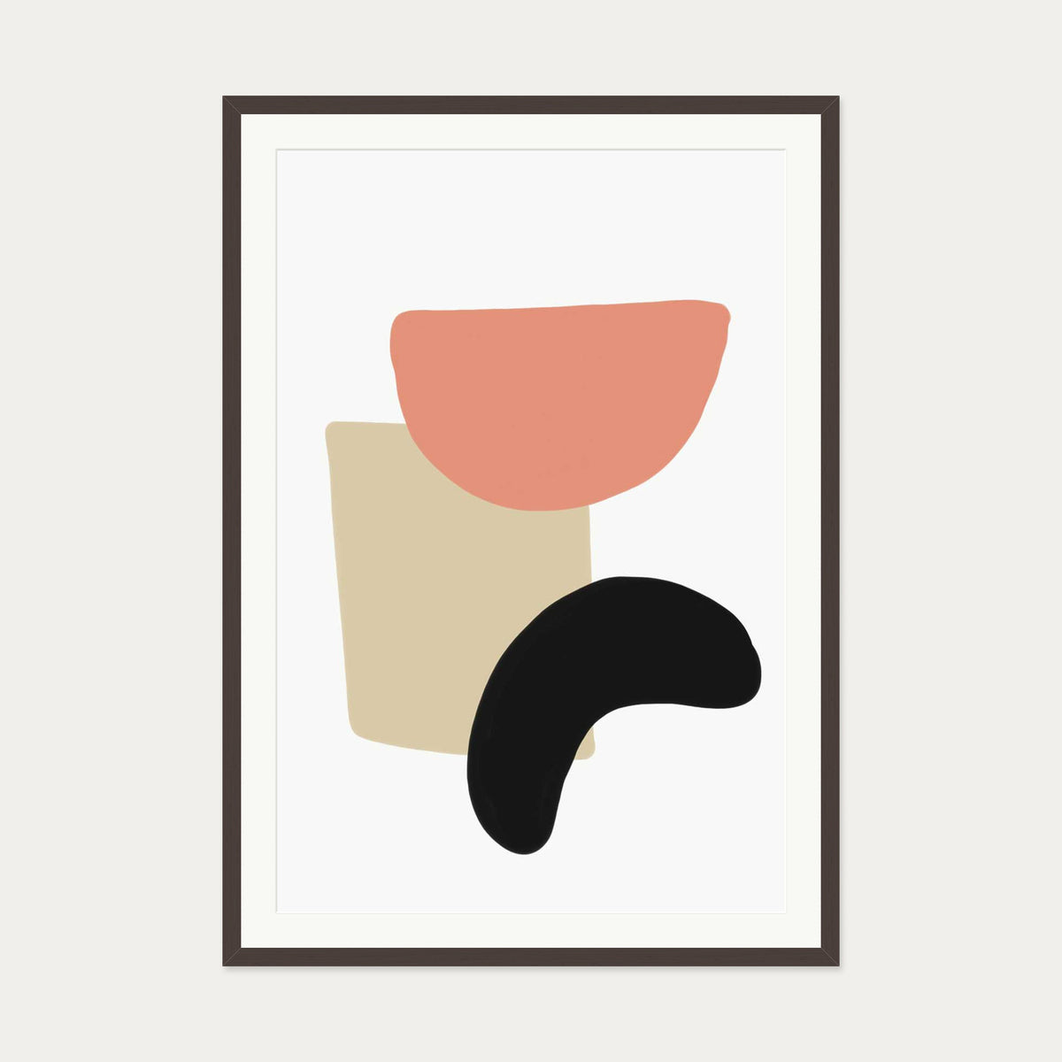 Bean And Shapes Art Print — 70 x 100 cm — Brown Frame