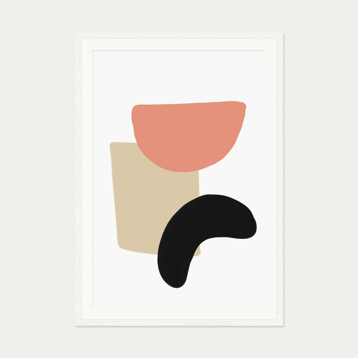Bean And Shapes Art Print — 70 x 100 cm — White Frame