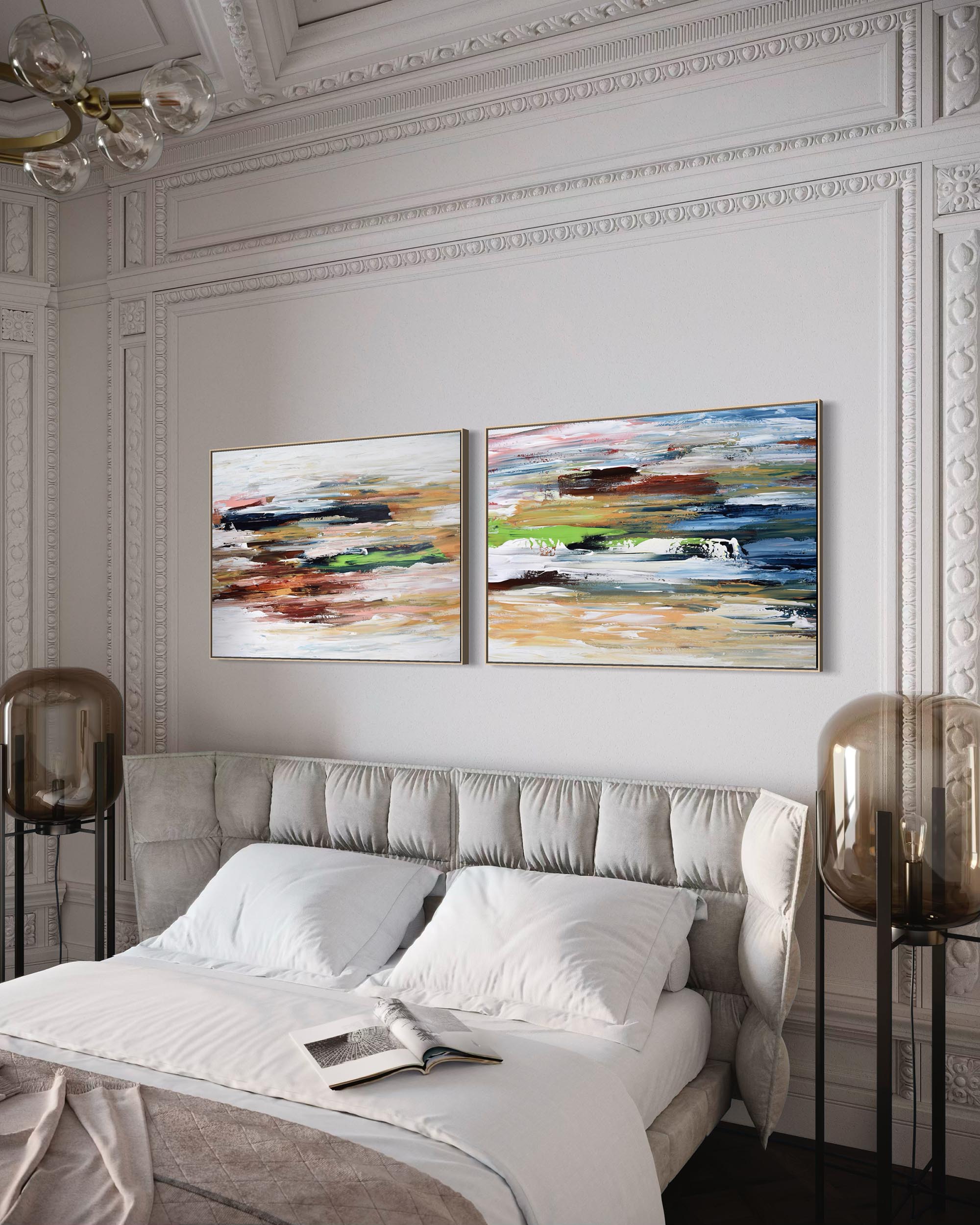 Landscape Beige Abstract Canvas Set Of 2