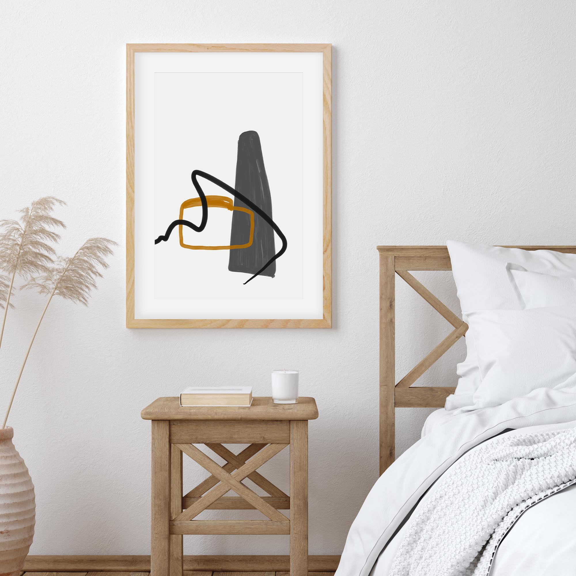 Abstract Illustration And Lines Framed Art