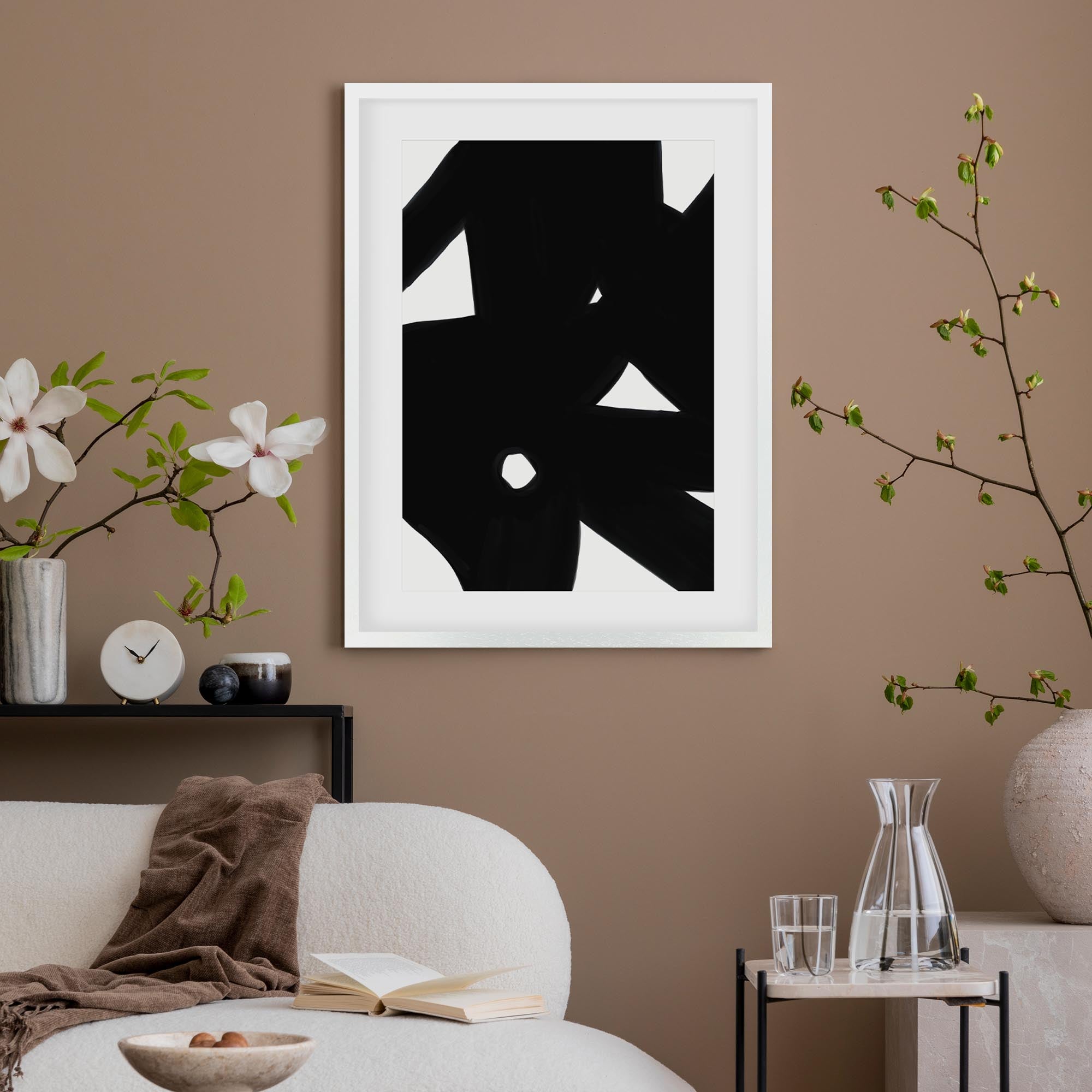 Black Abstract Lines Framed Art