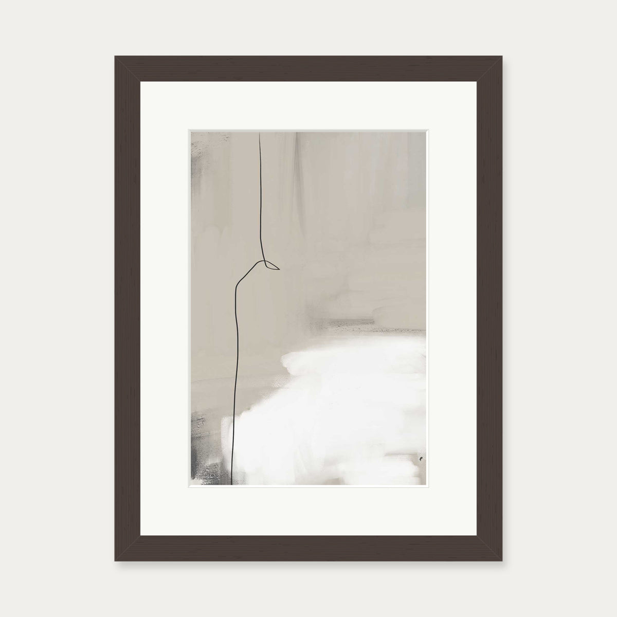 Beige Abstract Art Print — 30 x 40 cm — Brown Frame