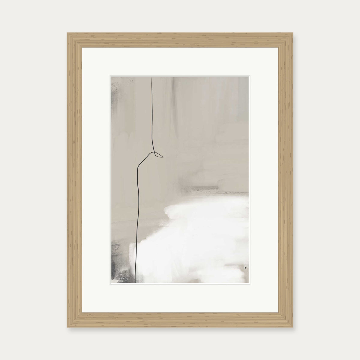 Beige Abstract Art Print — 30 x 40 cm — Oak Frame