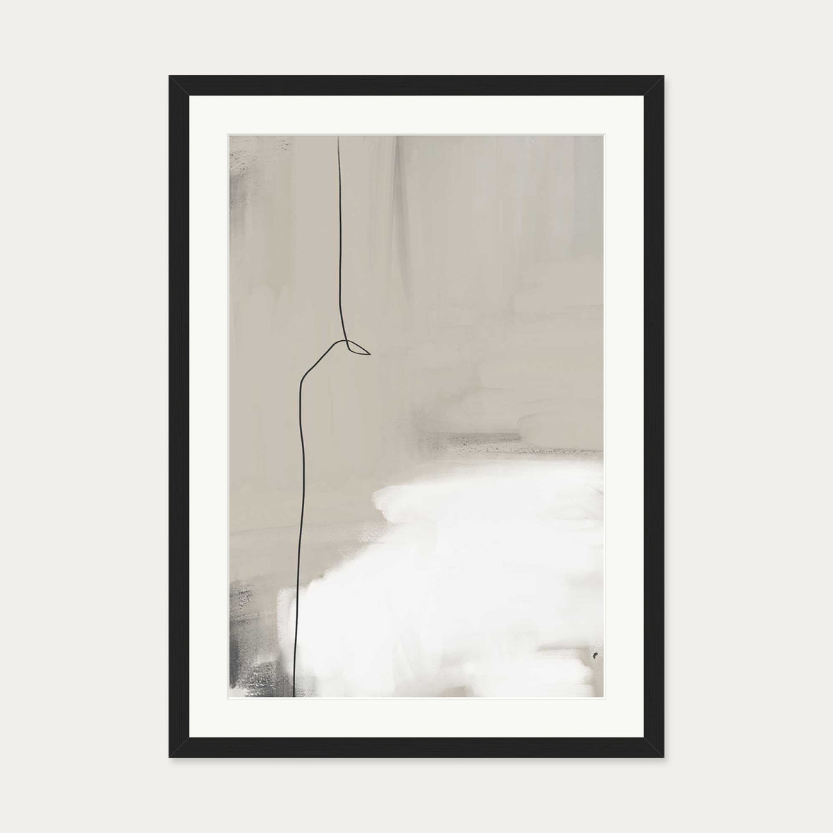 Beige Abstract Art Print — 50 x 70 cm — Black Frame