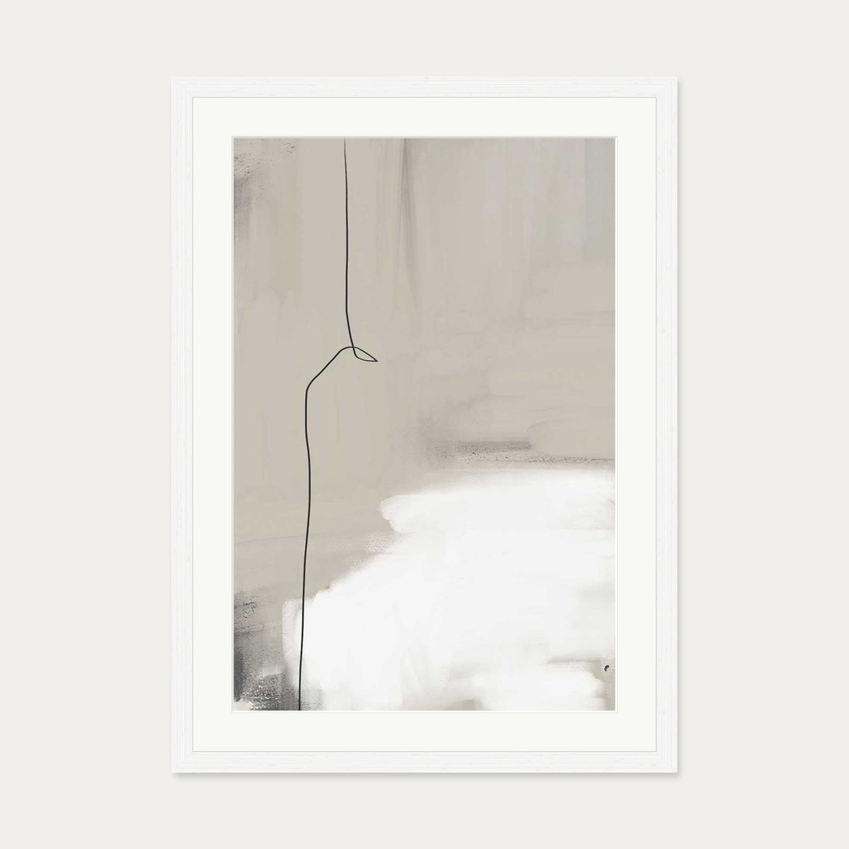 Beige Abstract Art Print — 50 x 70 cm — White Frame