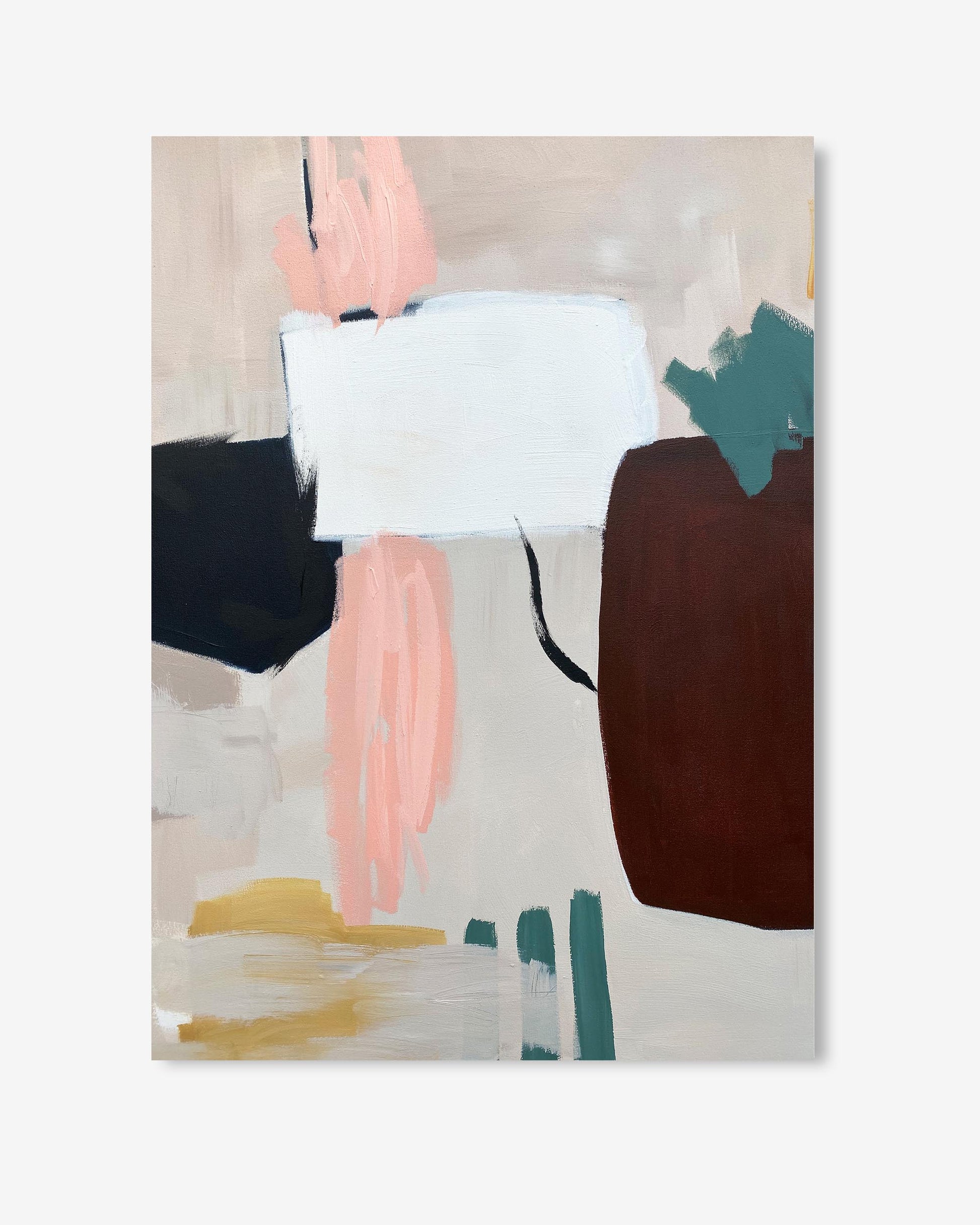 Abstract art piece with colorful brush strokes on a white background