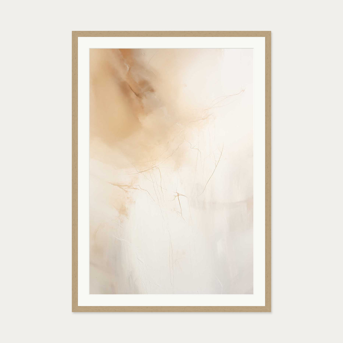 Beige Haze Art Print — 70 x 100 cm — Oak Frame