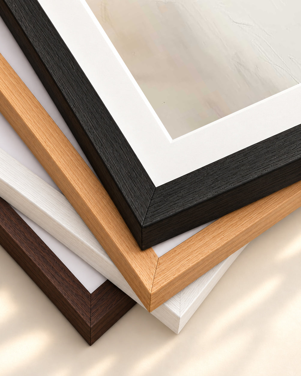 Beige Haze Art Print — framed print corner with 5 cm mount and bevel