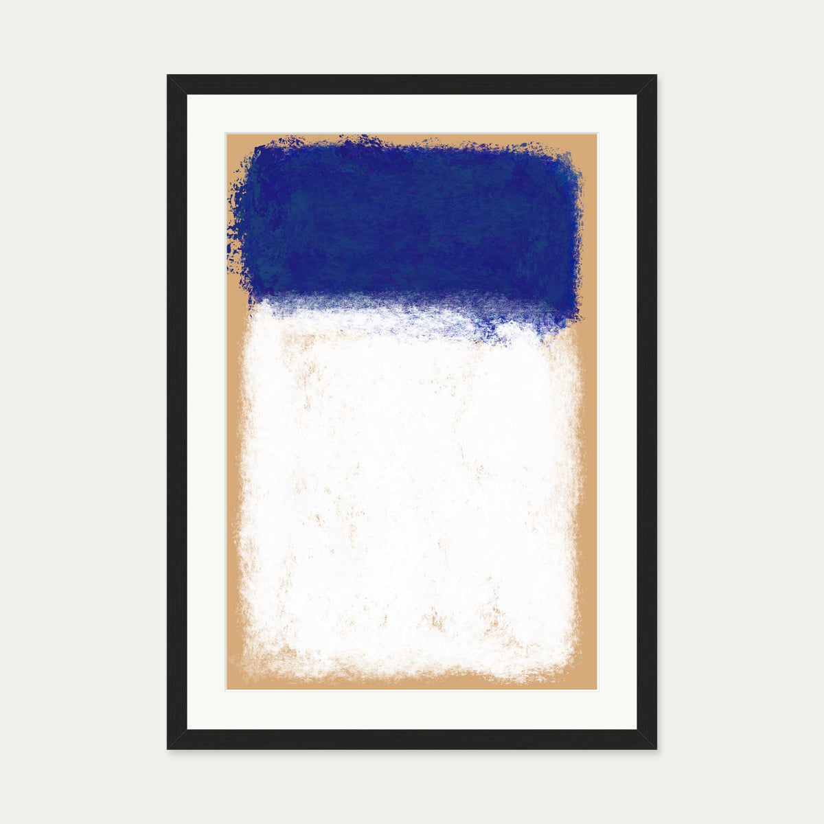 Beige On Blue Rothko Art Print — 50 x 70 cm — Black Frame