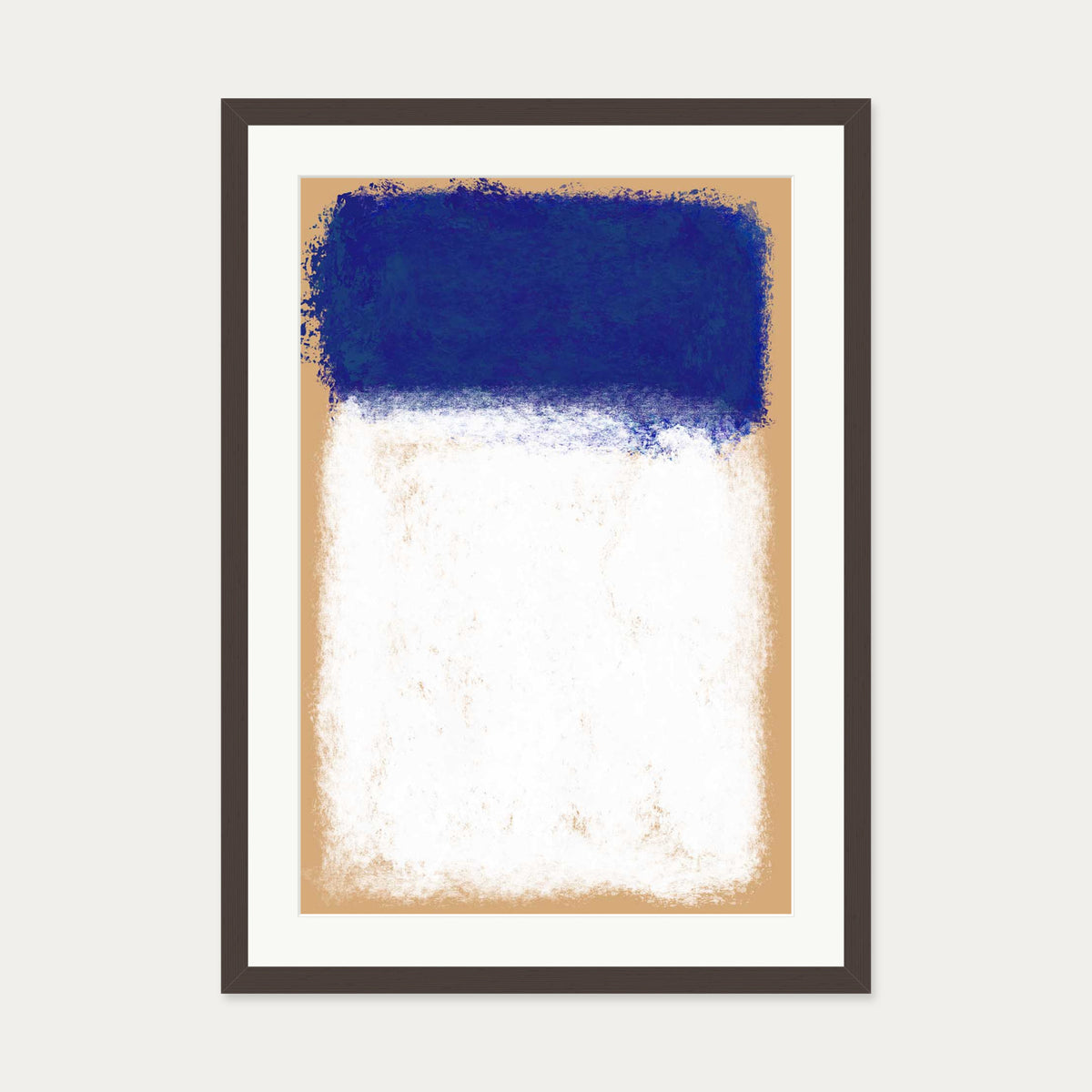 Beige On Blue Rothko Art Print — 50 x 70 cm — Brown Frame