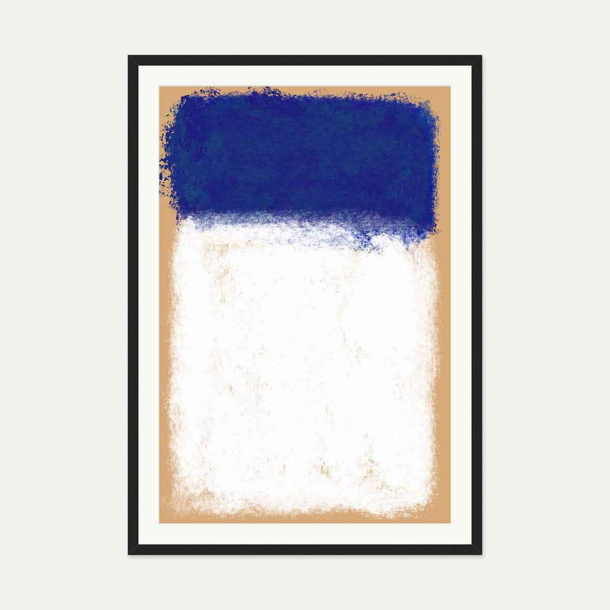 Beige On Blue Rothko Art Print — 70 x 100 cm — Black Frame