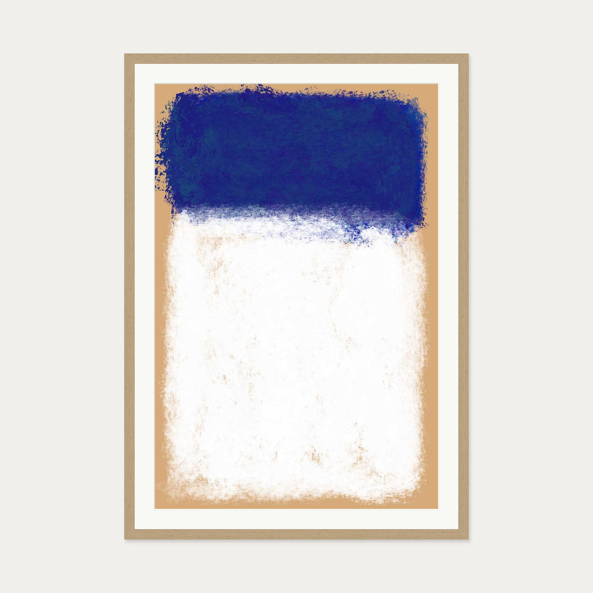 Beige On Blue Rothko Art Print — 70 x 100 cm — Oak Frame