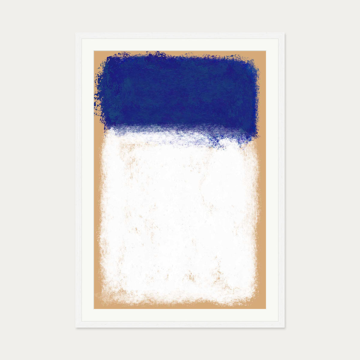 Beige On Blue Rothko Art Print — 70 x 100 cm — White Frame