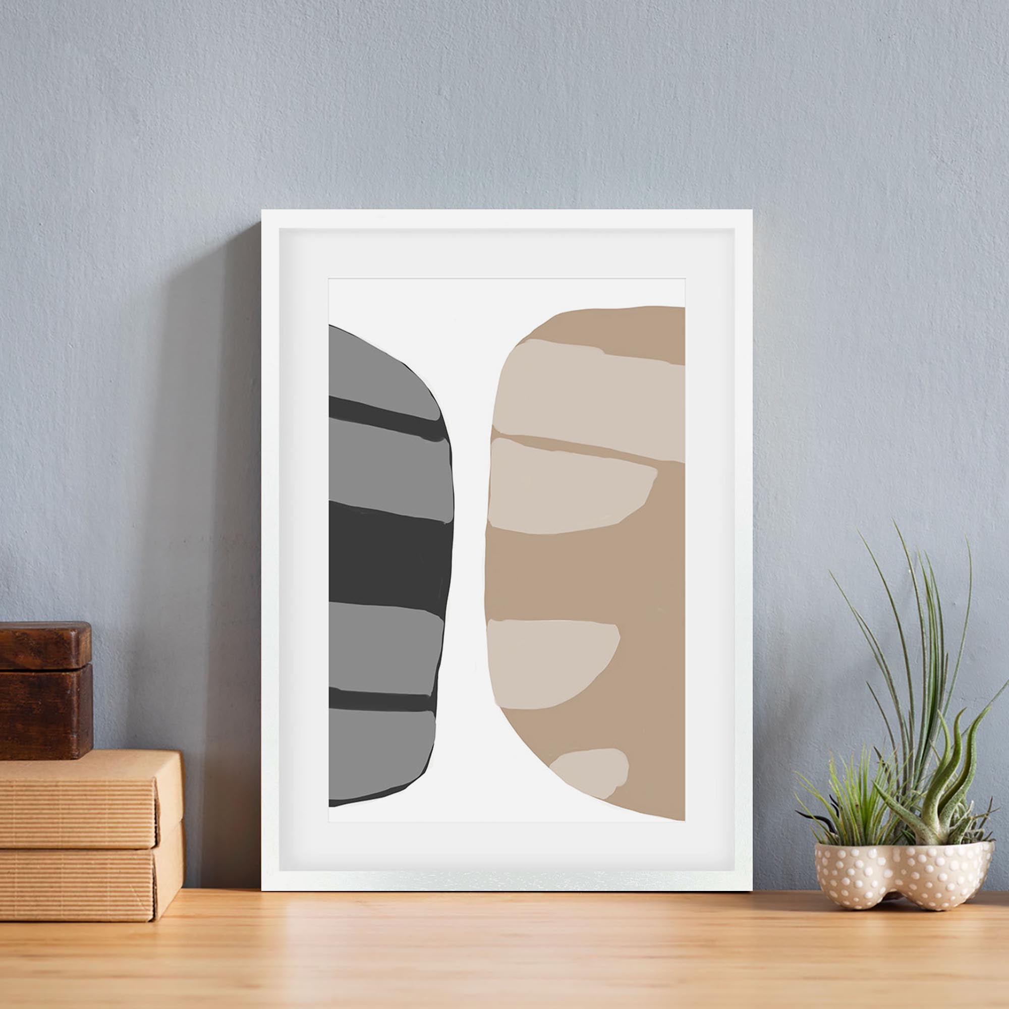 Beige Abstract Shapes 2 Framed Art