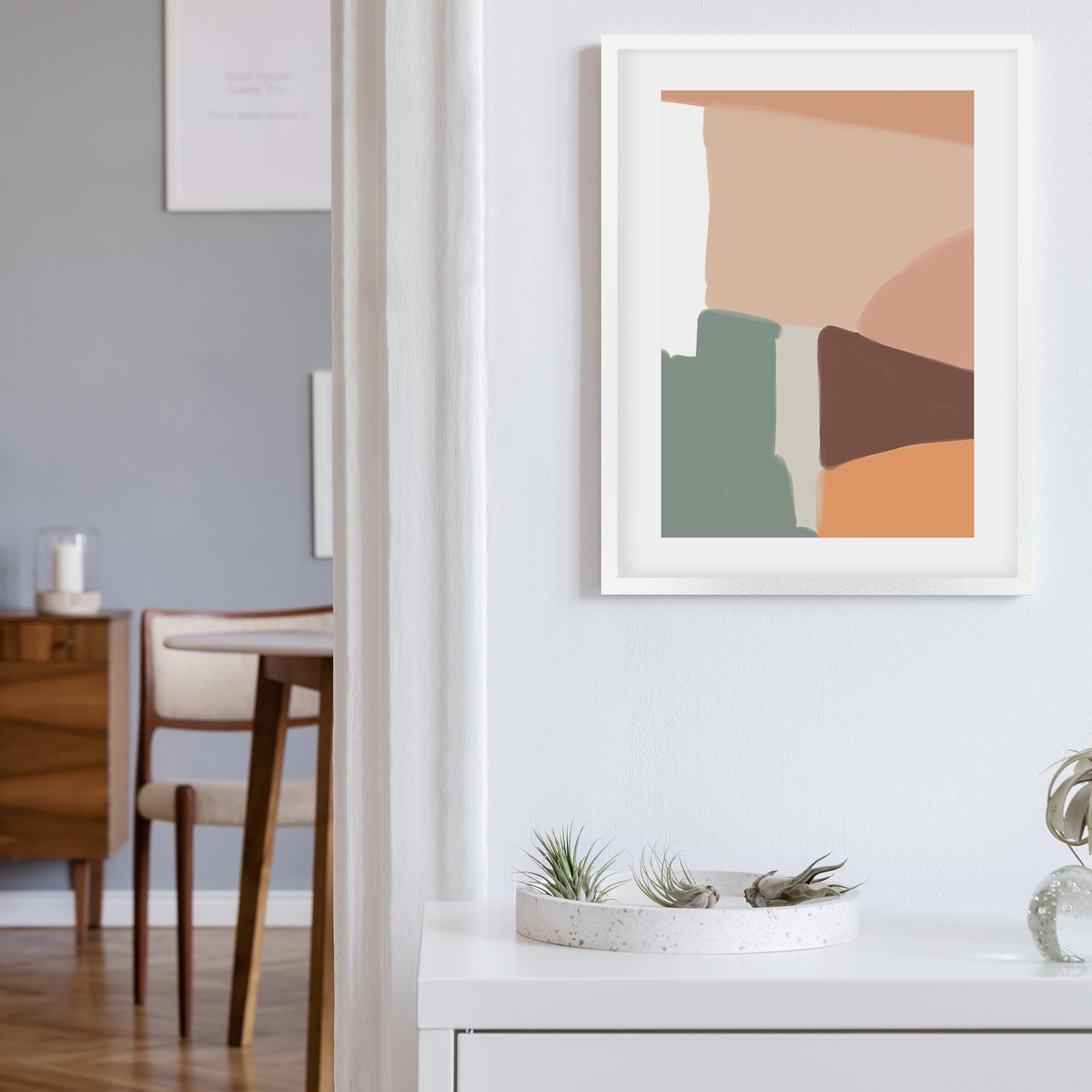 Beige Abstract Shapes Framed Art