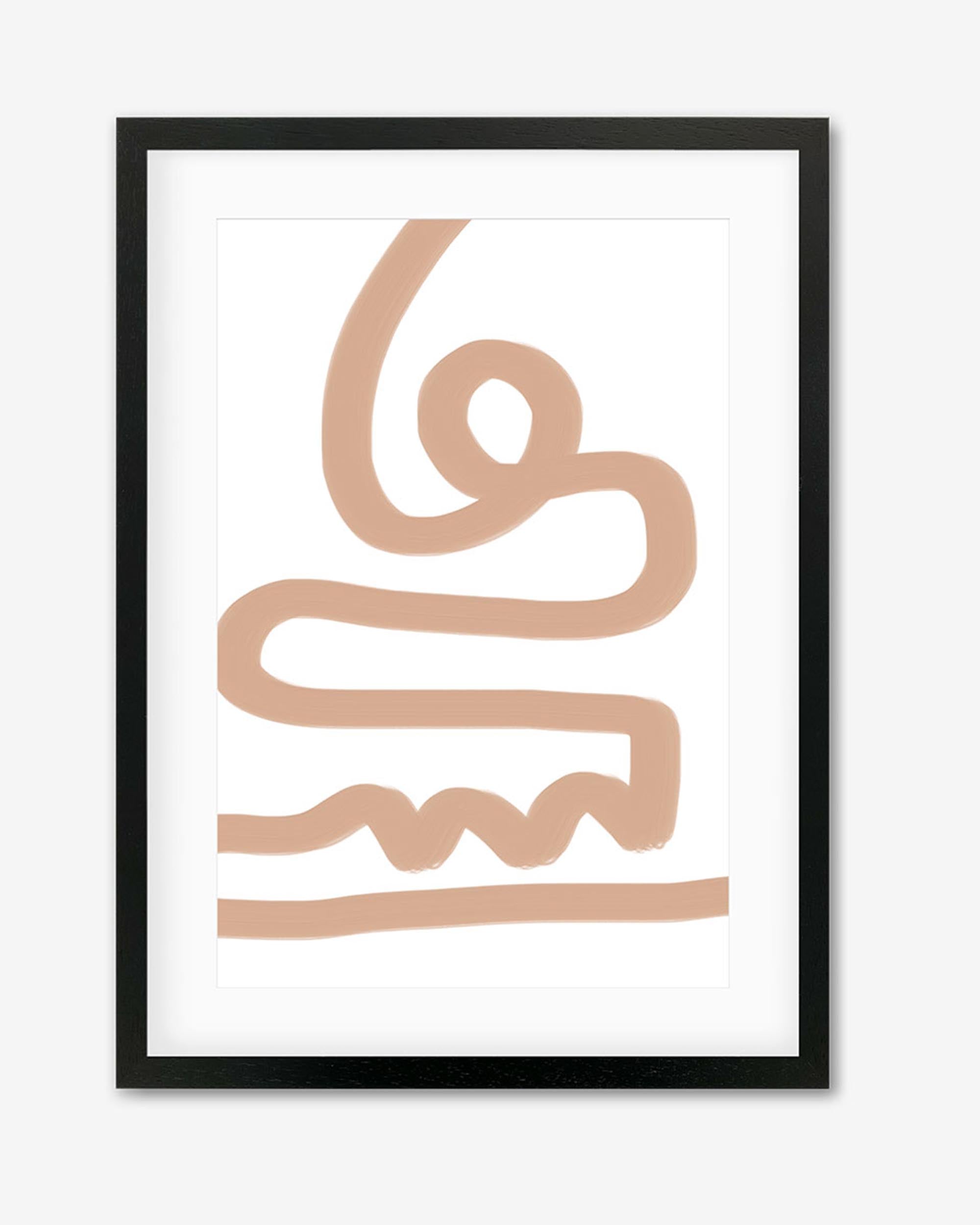 Beige Graffiti Lines Framed Art