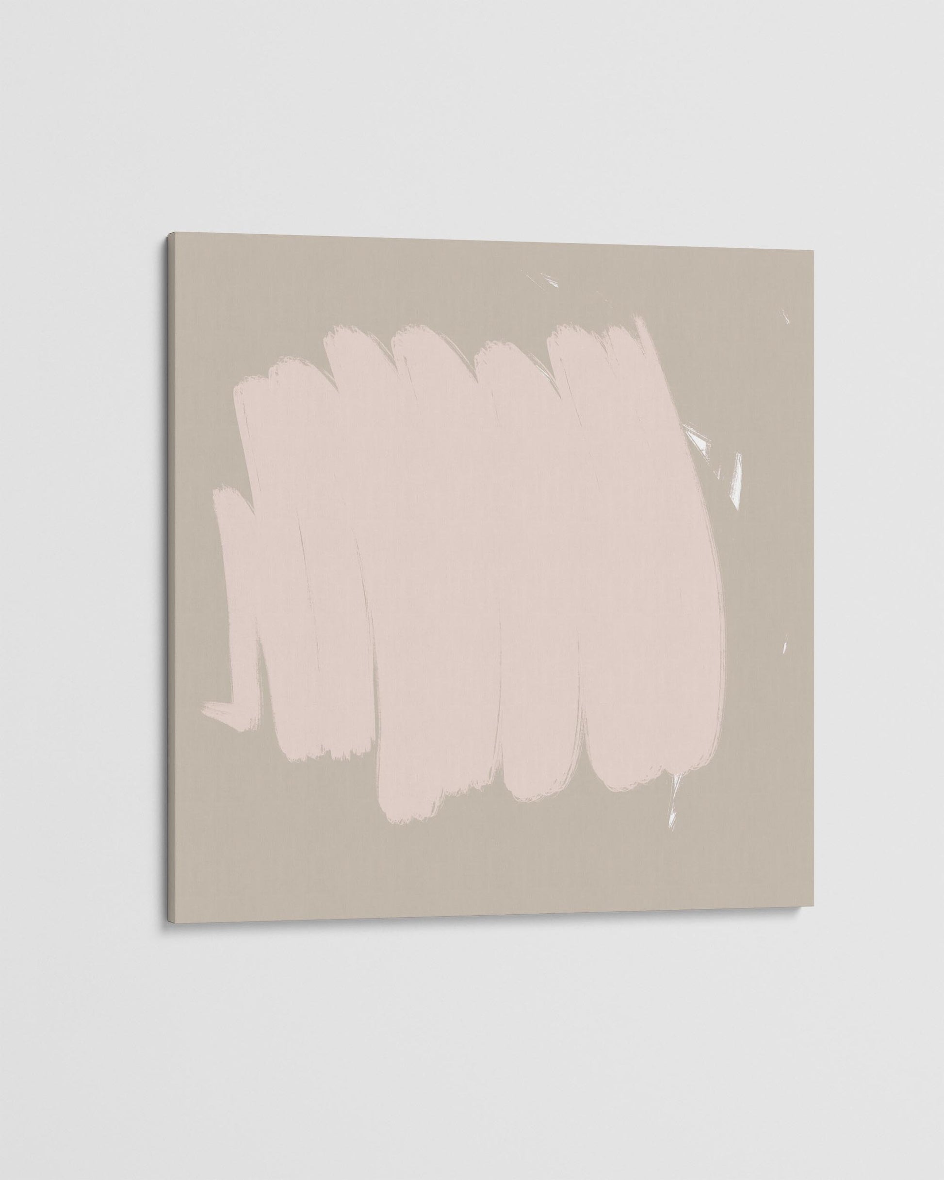 Abstract art piece with pink brush strokes on a beige background