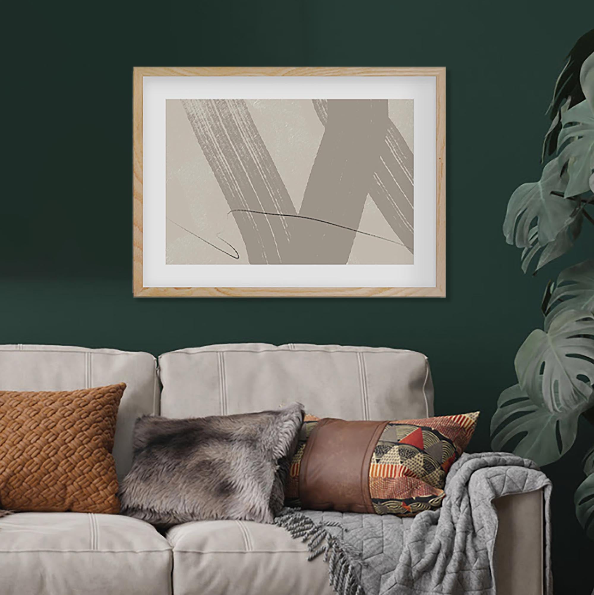 Neutral Brush Marks Framed Print