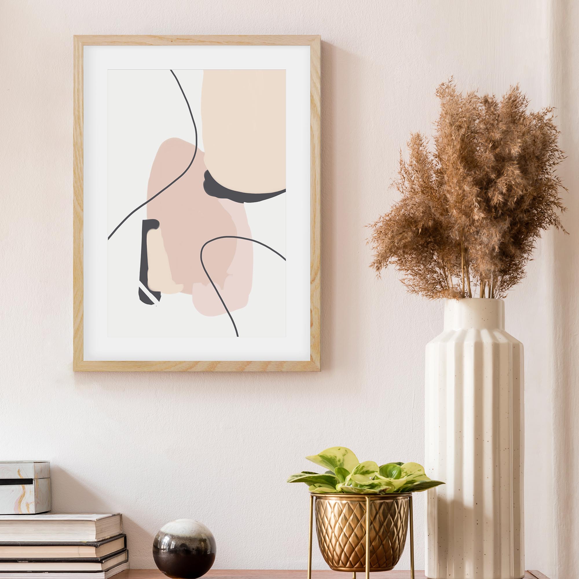 Beige Contemporary Framed Art