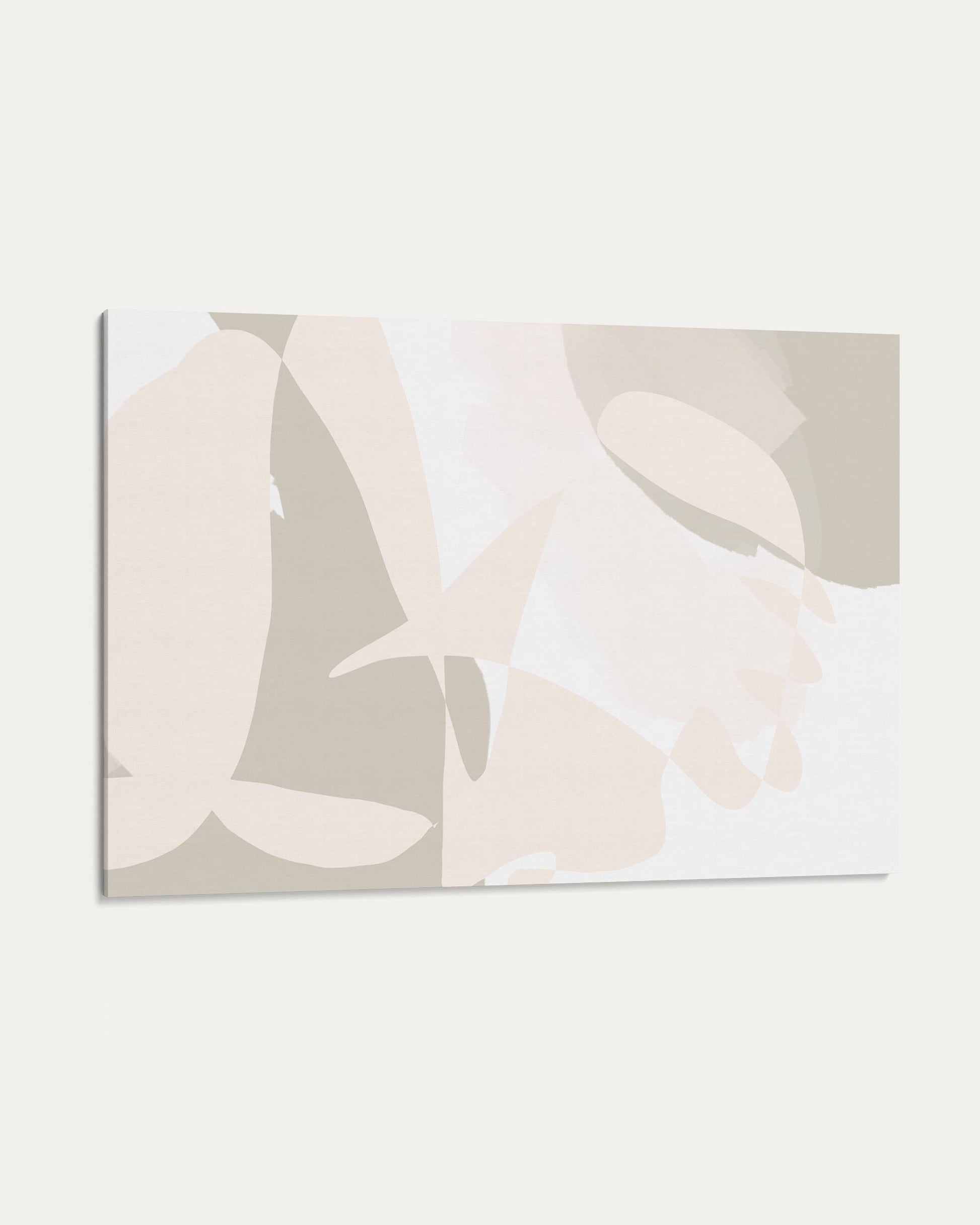 Abstract art print with beige and gray shapes on a white background