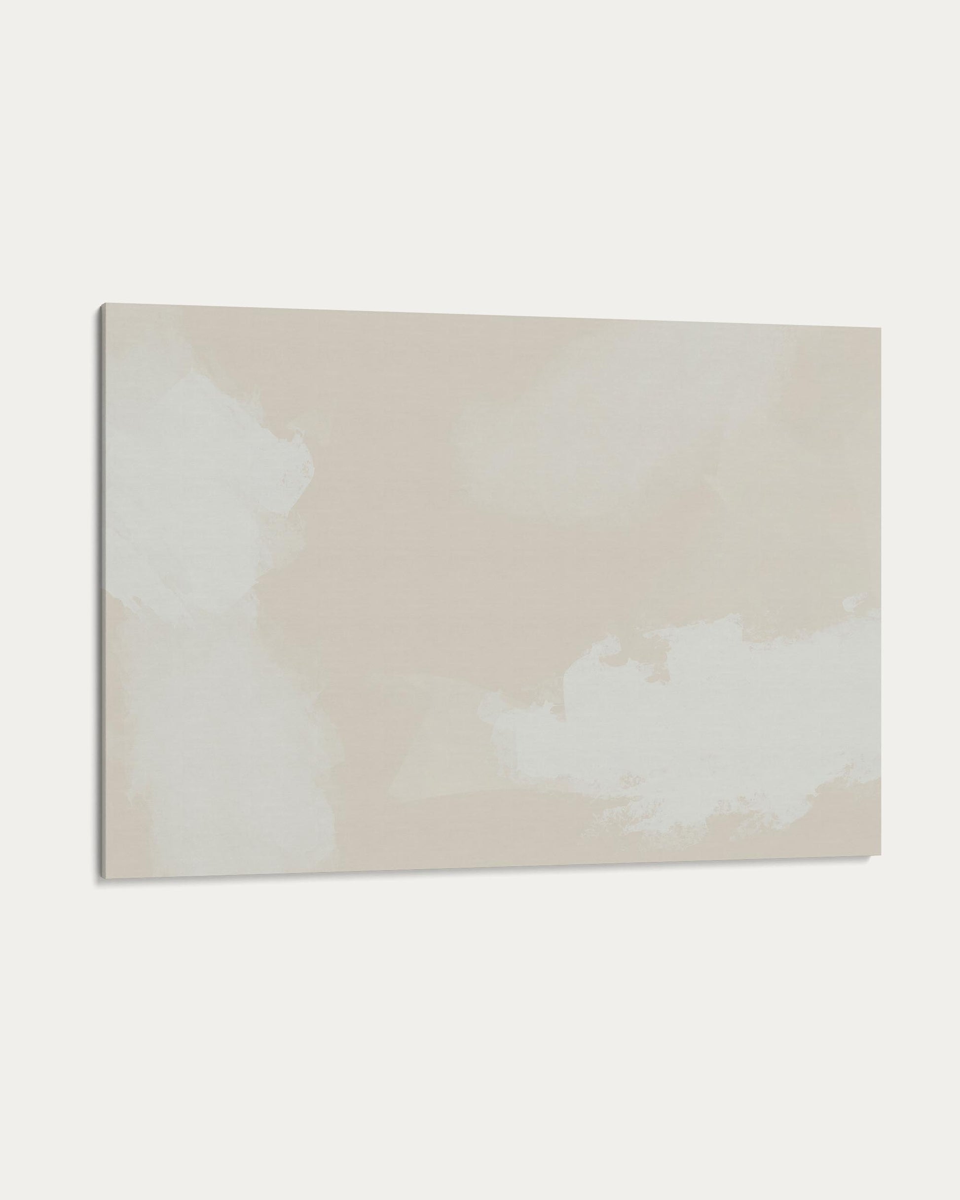 Abstract art piece with soft beige and white colors on a light gray background