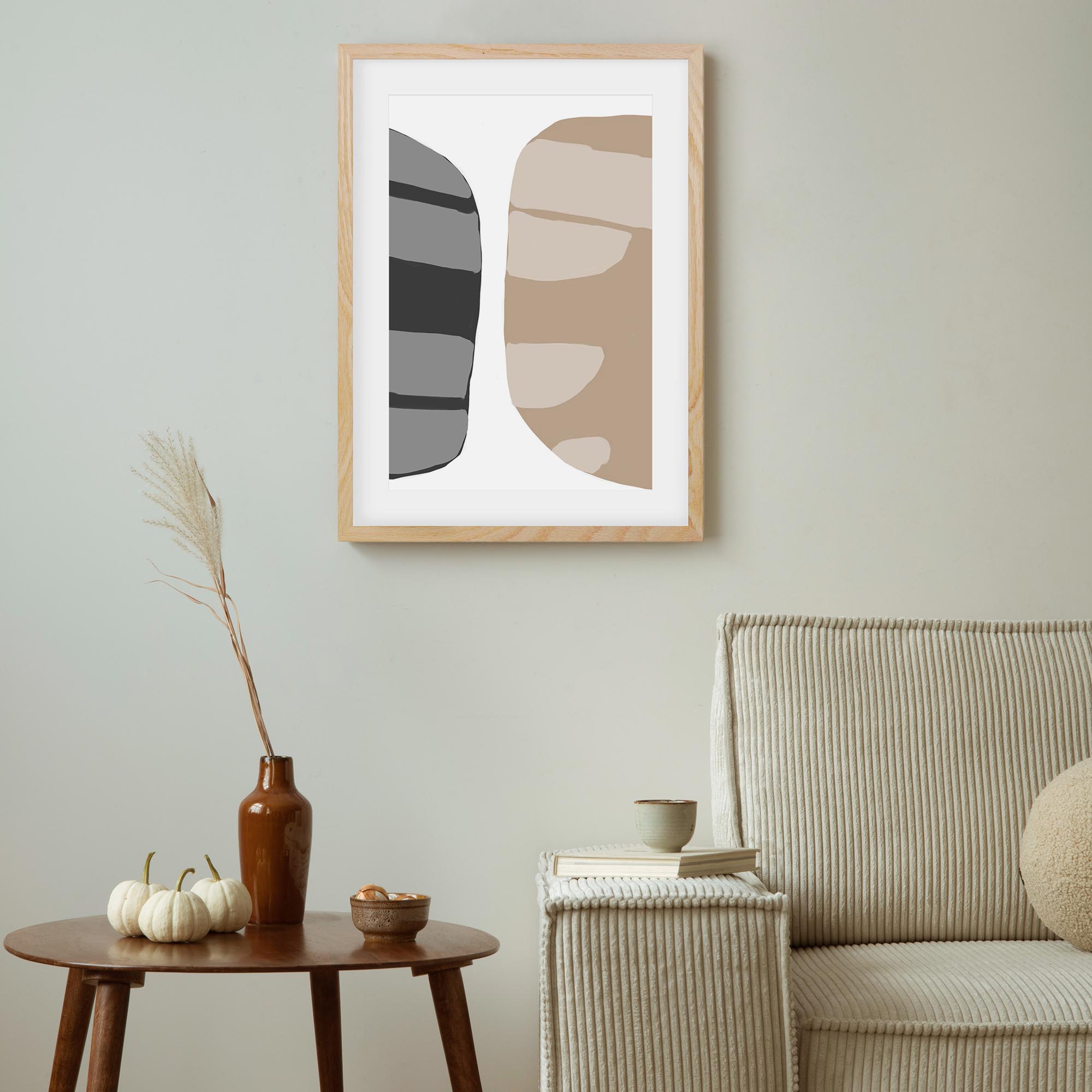 Beige Abstract Shapes 2 Framed Art