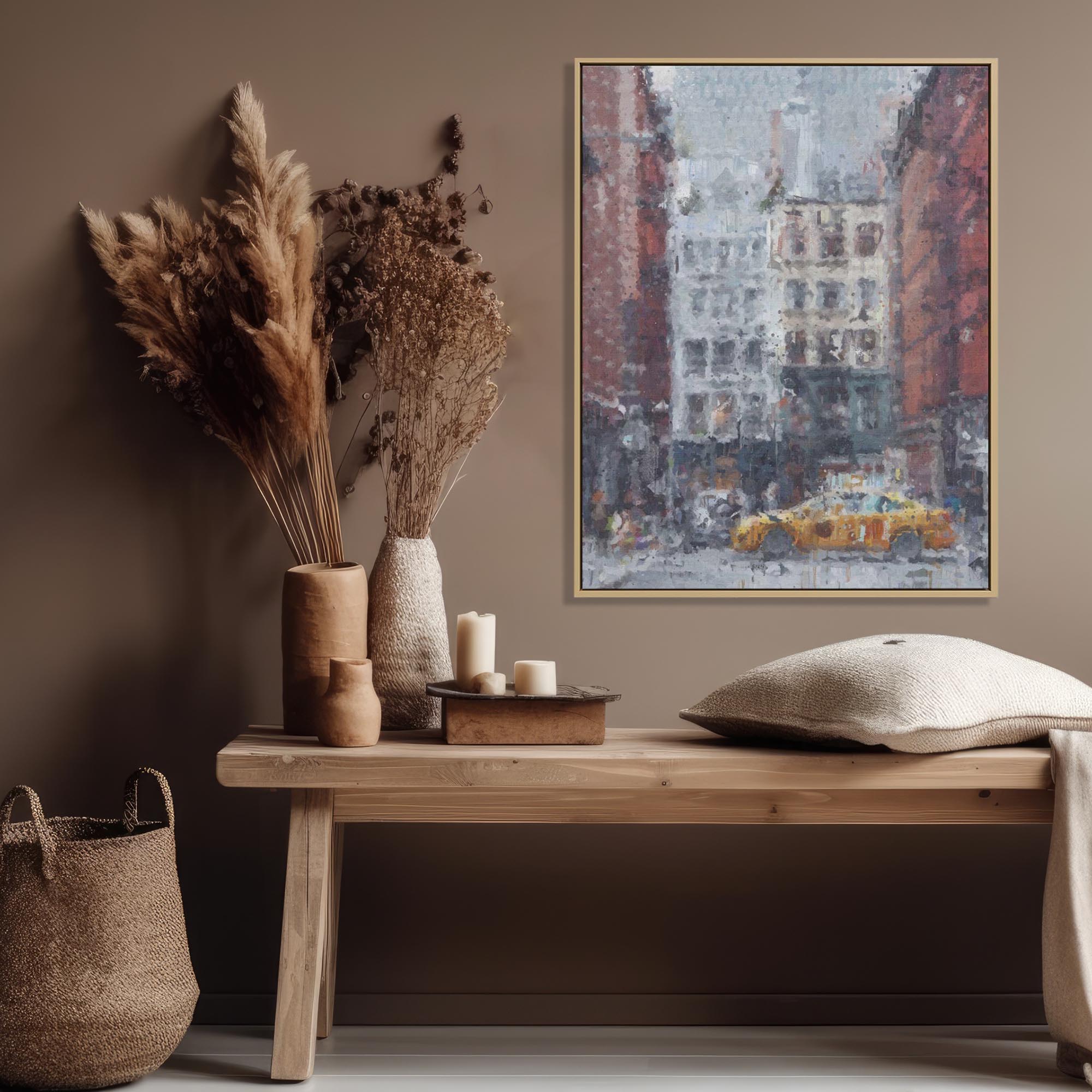 New York Taxi Impressionist Painting Canvas Print-Abstract House
