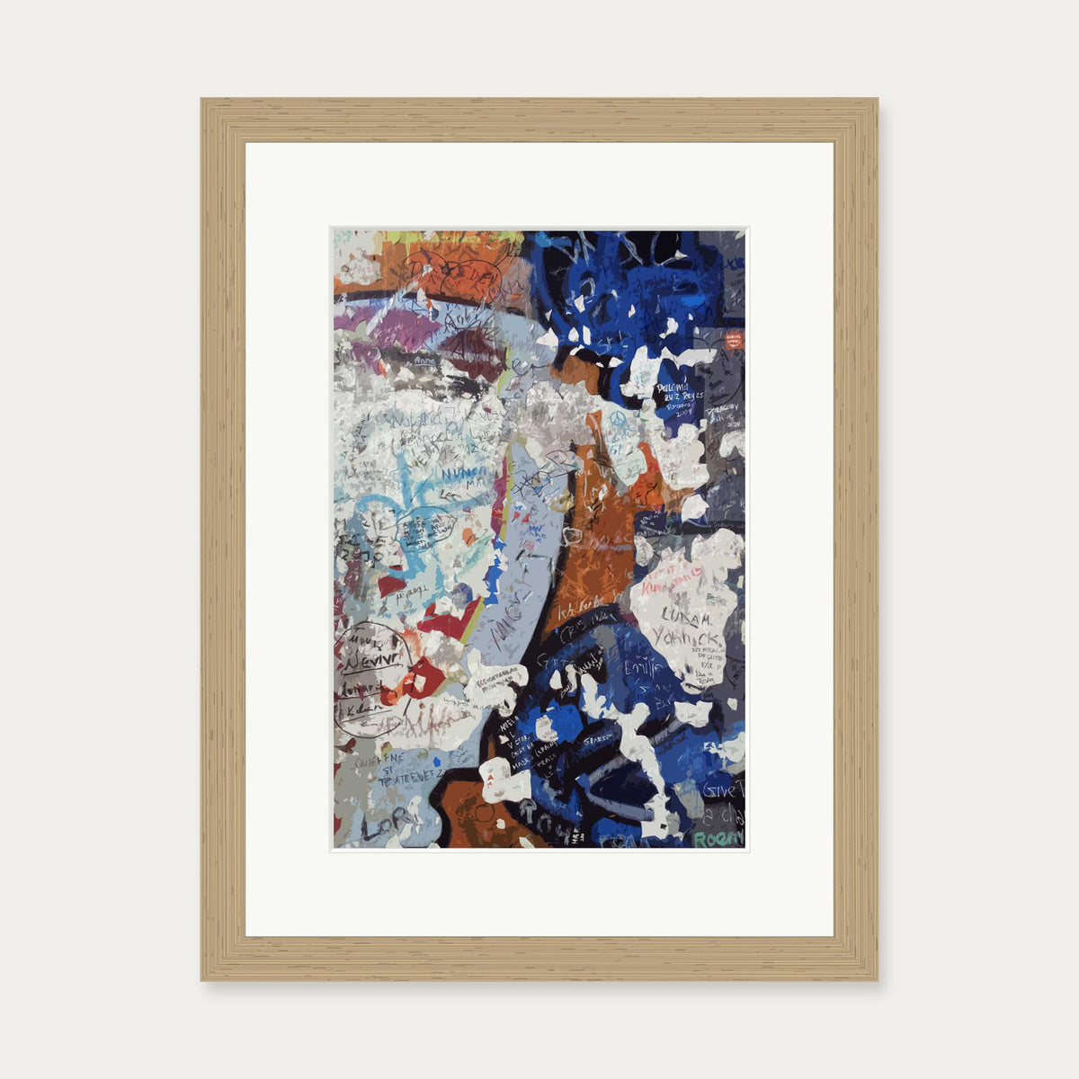 Berlin Wall 2 Art Print — 30 x 40 cm — Oak Frame