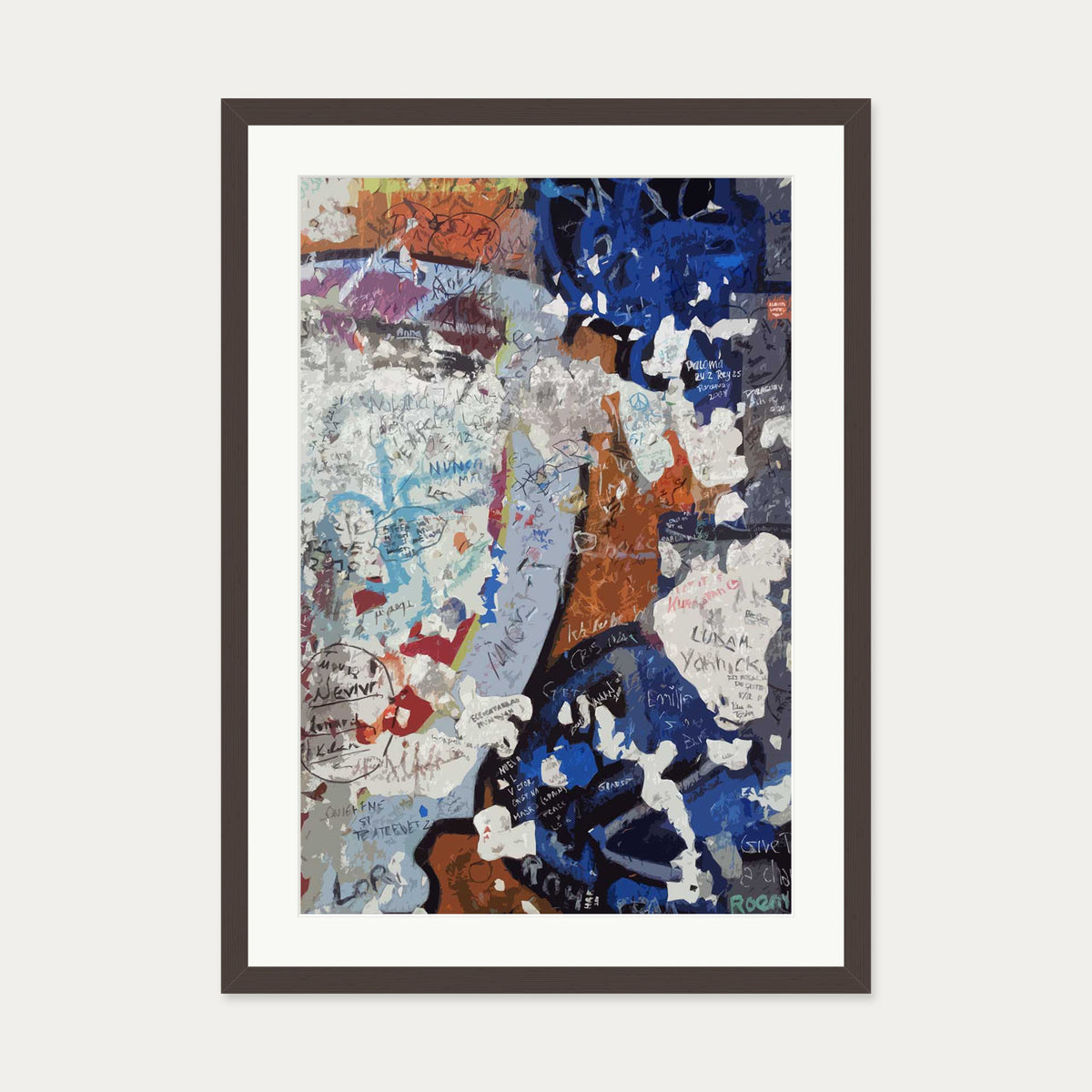 Berlin Wall 2 Art Print — 50 x 70 cm — Brown Frame