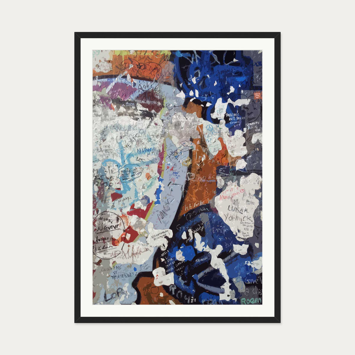 Berlin Wall 2 Art Print — 70 x 100 cm — Black Frame