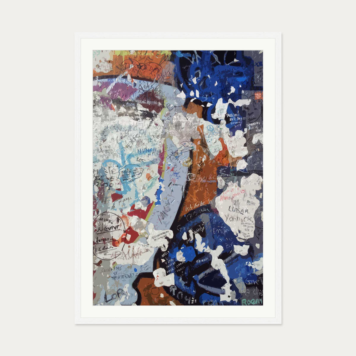 Berlin Wall 2 Art Print — 70 x 100 cm — White Frame