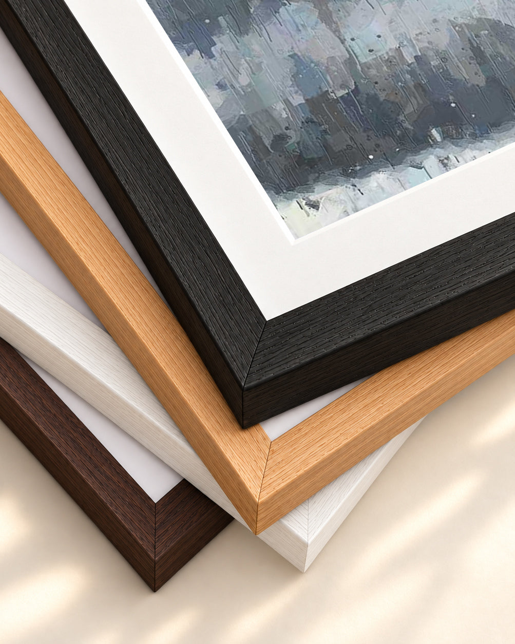 Birds On Grey Skies Art Print — framed print corner with 5 cm mount and bevel