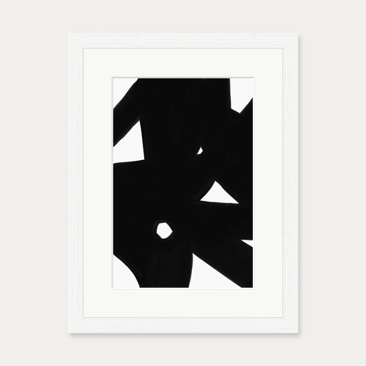 Black Abstract Lines Art Print — 30 x 40 cm — White Frame
