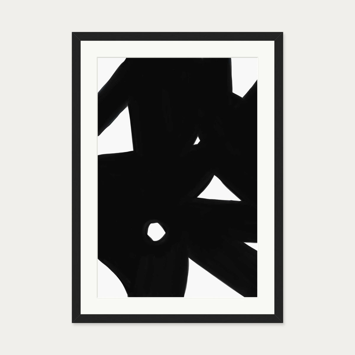 Black Abstract Lines Art Print — 50 x 70 cm — Black Frame