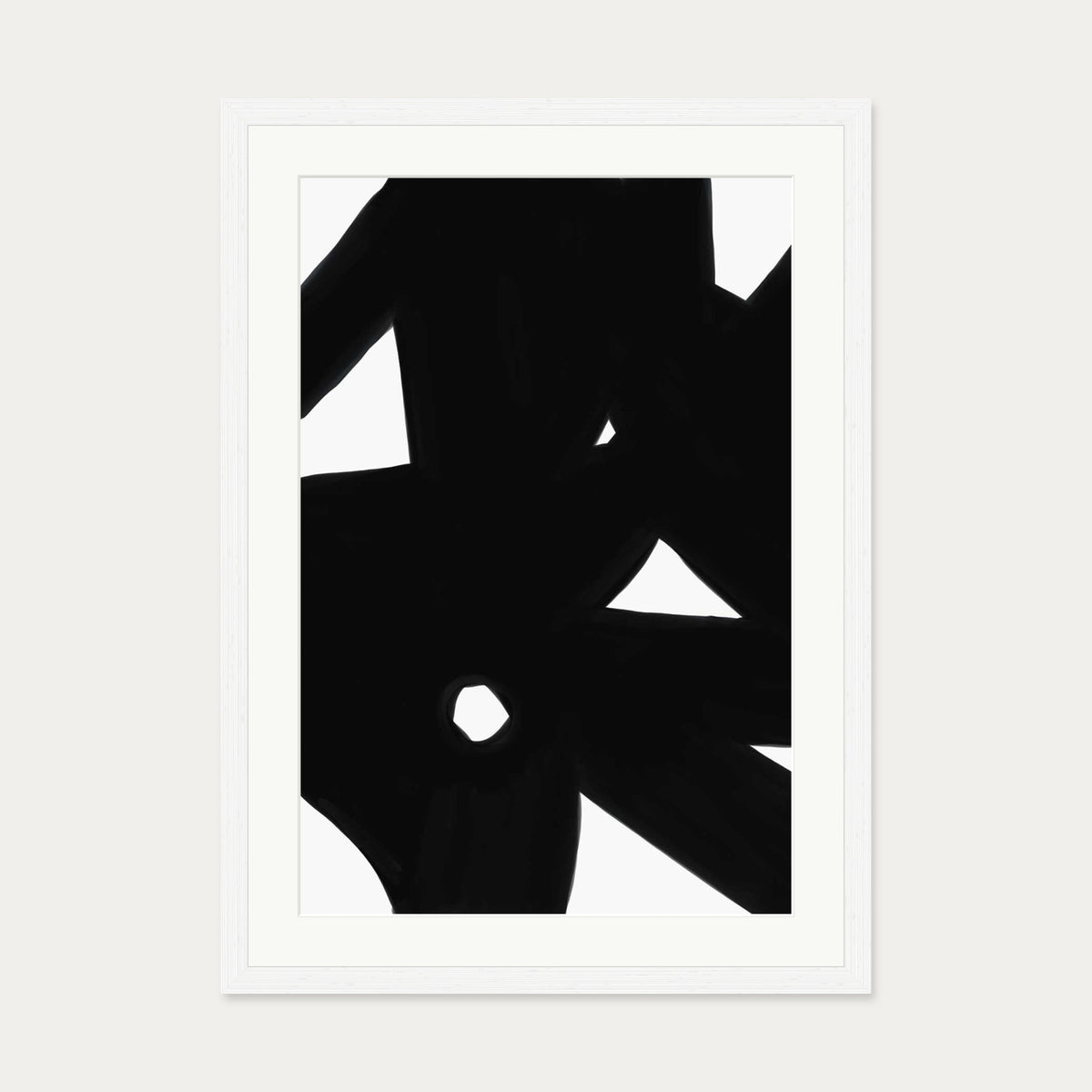 Black Abstract Lines Art Print — 50 x 70 cm — White Frame