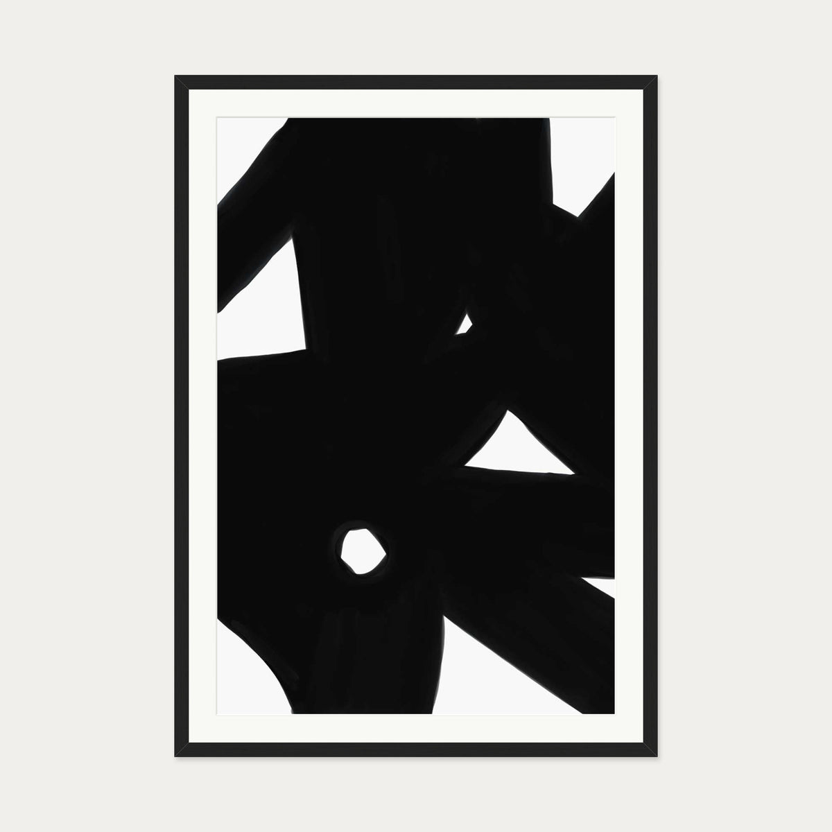 Black Abstract Lines Art Print — 70 x 100 cm — Black Frame